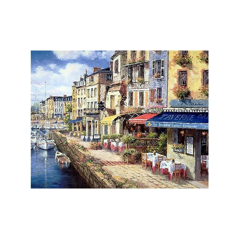 

Алмазная 5D живопись «сделай сам», полноразмерная/круглая вышивка, Венецианский пейзаж, мозаика, украшение для дома, цветок TY341