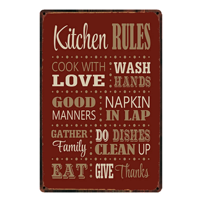 

[ Kelly66 ] Kitchen Rules Merry Christmas Metal Sign Tin Poster Home Decor Bar Wall Art Painting 20*30 CM Size y-1997