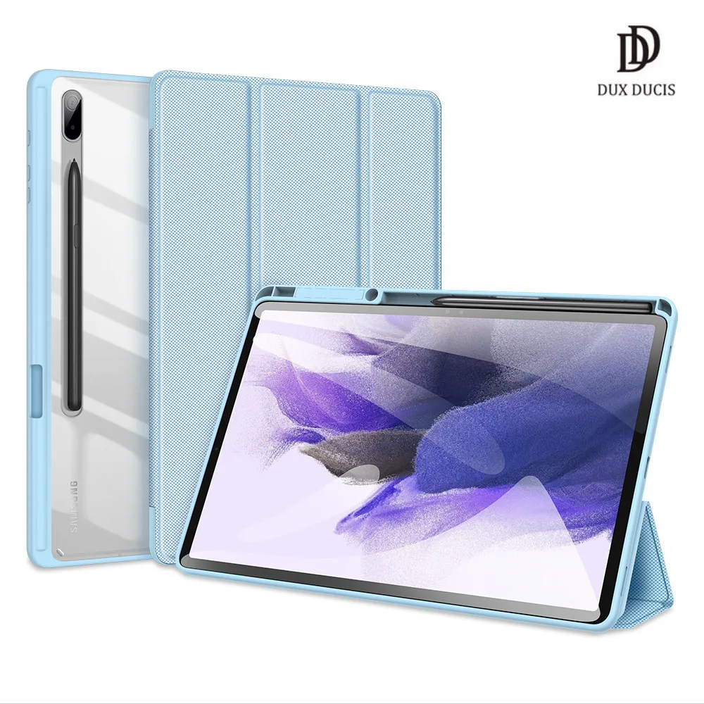 

DUX DUCIS Tablet Case For Samsung Galaxy Tab S7 FE/S7 Plus/S8 Plus Smart Sleep Wake with Pencil Holder Trifold Stand Clear Back