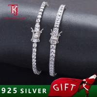 tkj tennis bracelets pulseira 925 sterling silver cluster 3mm cz zircon for women jewelry girl friend gift pulseras bracelet