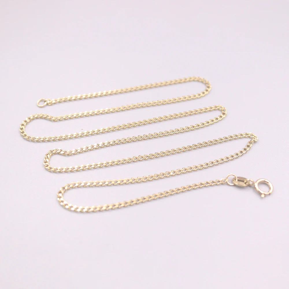

Fine Pure Au 750 18k Yellow Gold Chain 1.8mmW Women Curb Link Necklace 18inch 1.8-2g