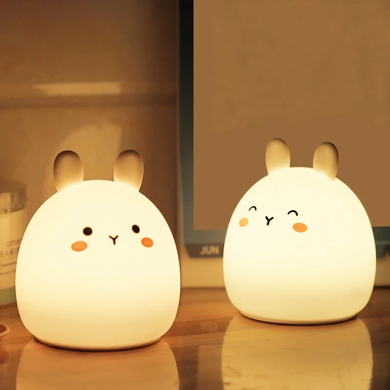 СВЕТОДИОДНЫЙ ночник в виде кролика 9 цветов силиконовый светящийся подарок с