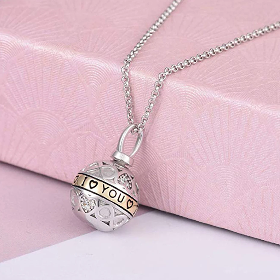 

YAFEINI 925 Sterling Silver Ball Urn Necklaces for Ashes Memorial Urn Necklace Pet Ash Casket Cremation Pendant Keepsake Jewelry