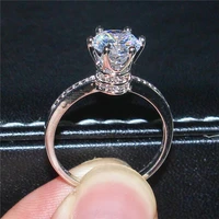 fashion 925 silver wedding rings for women luxury 1 2ct birthstone cz engagement ring crown jewelry size 4 10