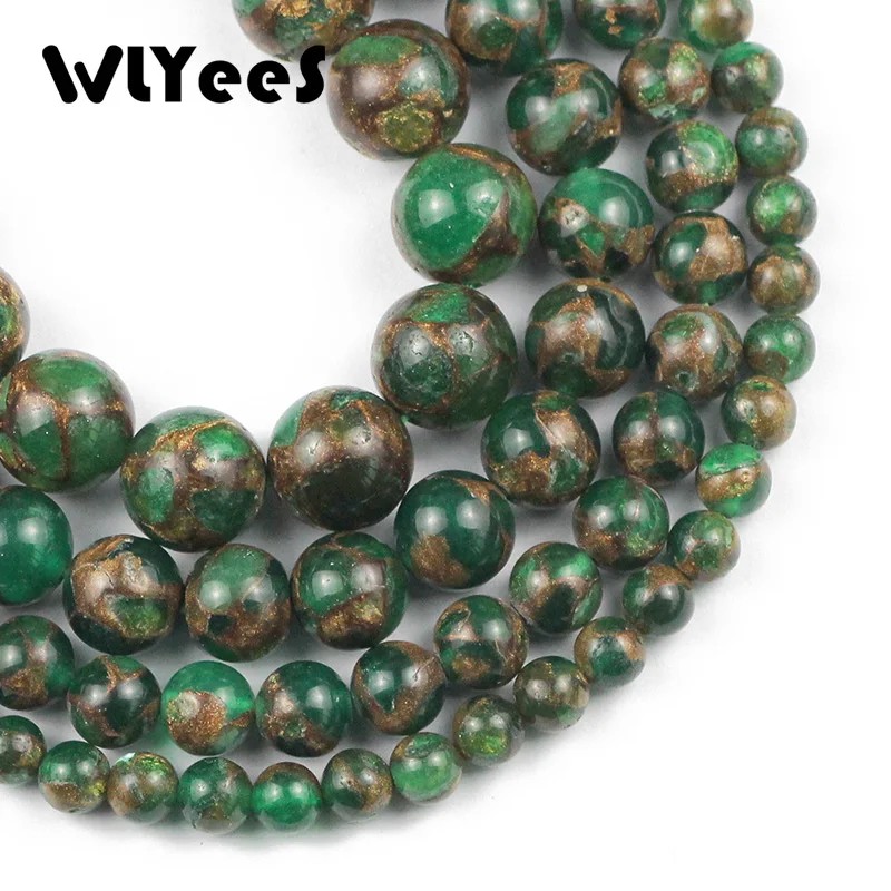 WLYeeS Непальские бусины из зеленого золота Круглые натурального камня свободные