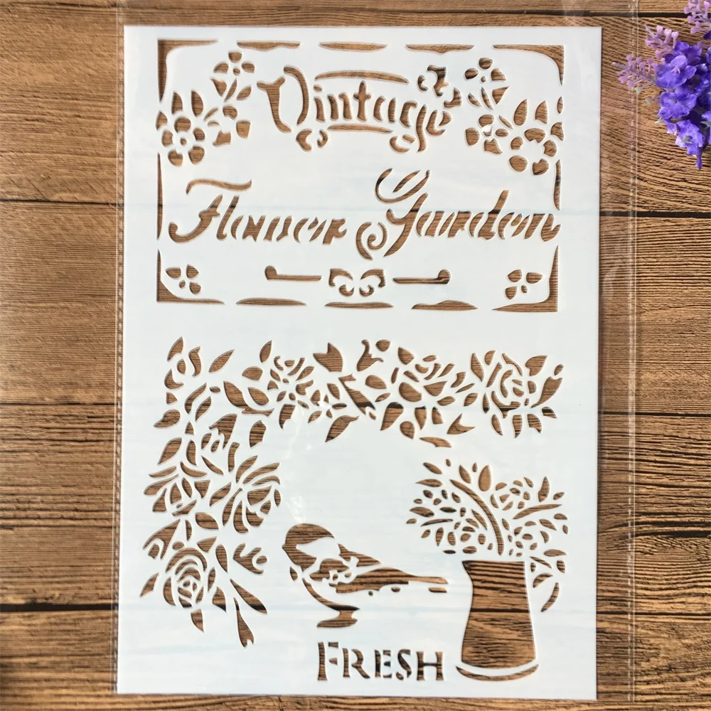 

1Pcs A4 Vintage Flower Garden DIY Layering Stencils Wall Painting Scrapbook Coloring Embossing Album Decorative Template