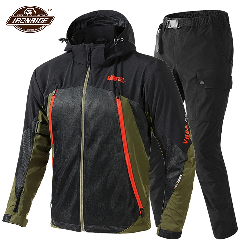 

Men Motorcycle Jacket +Pants Summer Breathable Mesh Moto Jacket Set Protective Gear Motorcycle Coat Motorbike Clothing S-5XL