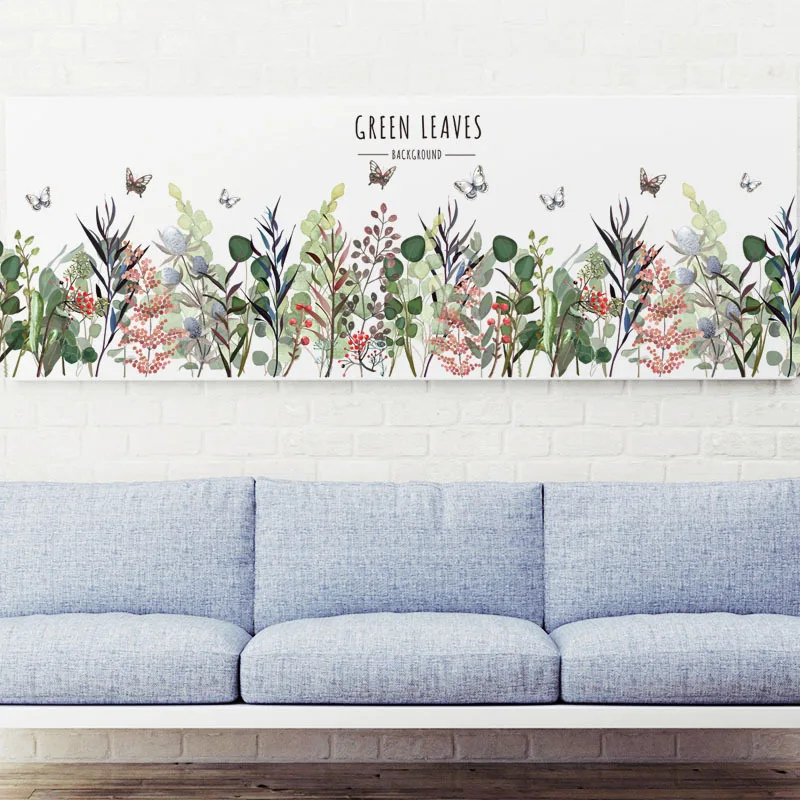 

Green Leaves Background Wall Sticker For Bedroom Living room Kids room Sofa TV Removable Wall Decals Art Murals Home Decoration