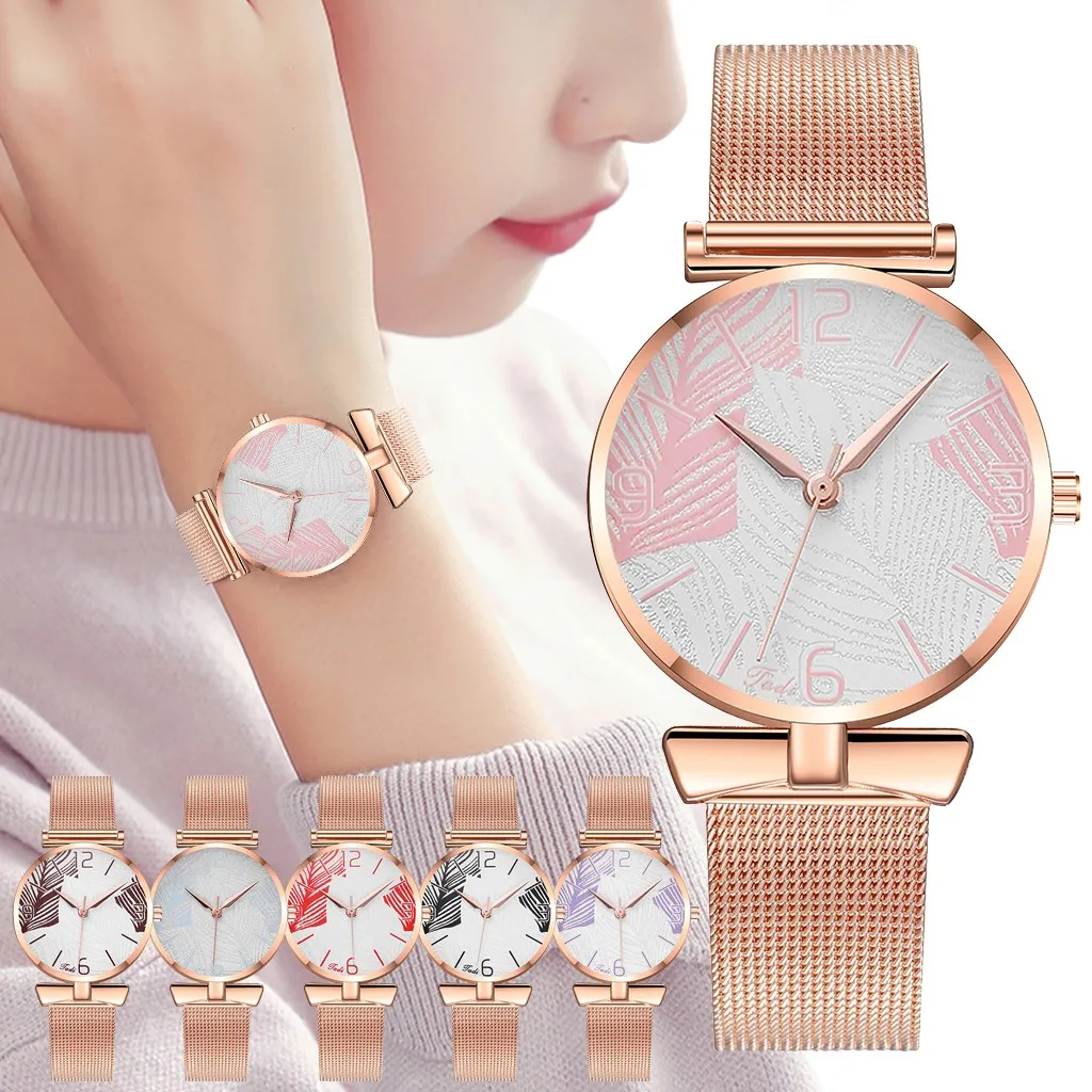 Женские часы Reloj Mujer изящные минималистичные с календарем из нержавеющей стали