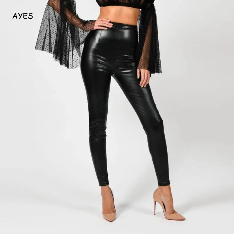 

Spring Autumn Winter Soft PU Leather Pant Women Leather Leggings Stretch Skinny High Waist Trousers Pencil Leather Leggings Pant