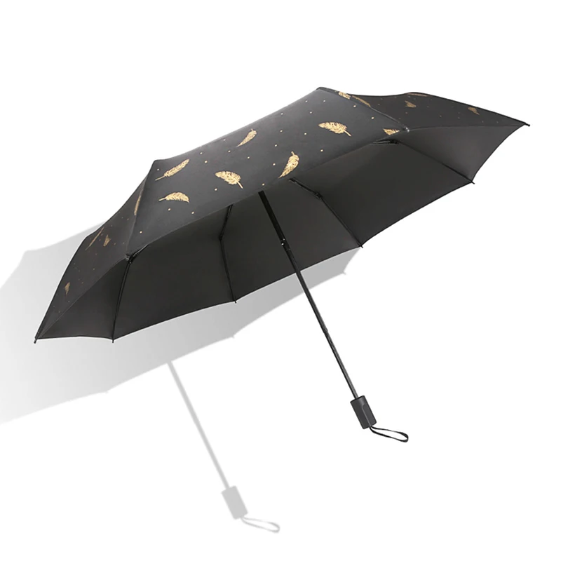 LIKE RAIN складные мини-зонтики для дождя, женский маленький зонт, детский зонт для девочки, креативный Карманный Зонт с принтом перьев, UBY04