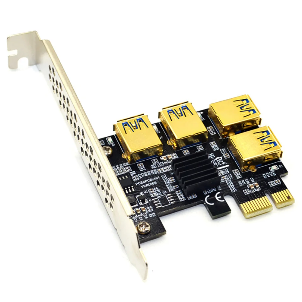 

ALLOYSEED PCI-E to PCIe Adapter PCI-Express 1x to 16x Mining Riser Card 1 to 4 USB 3.0 Multiplier for BTC Miner New