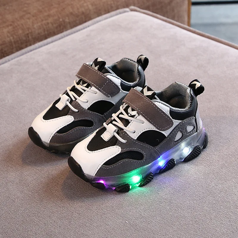 Kids Shoes With Lights Toddler Boys Glowing Casual Sneakers Children Sports for Baby Girls Led Sneaker 1 2 3 4 5 6 years | Детская