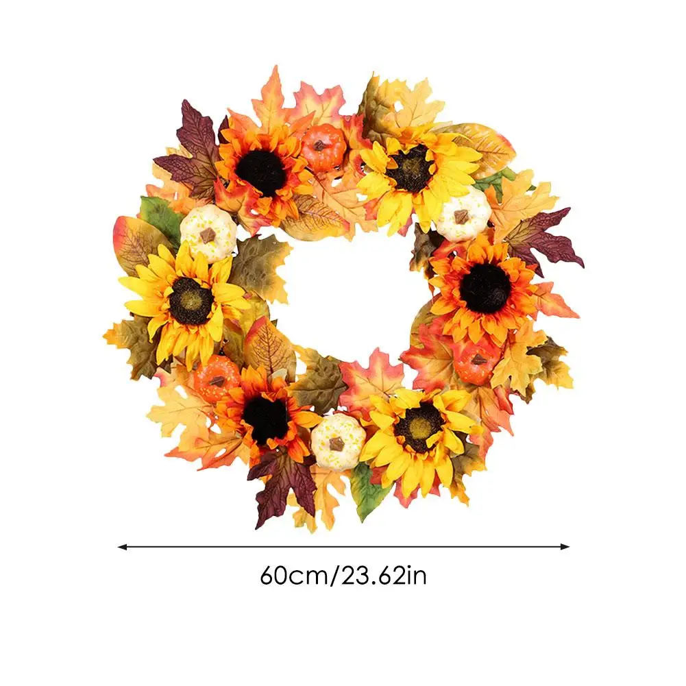 

1pc Artificial Pumpkin Wreath Ornaments Lifelike Durable Front Door Decoration Wreath Pendant For Thanksgiving Holidays Pendant