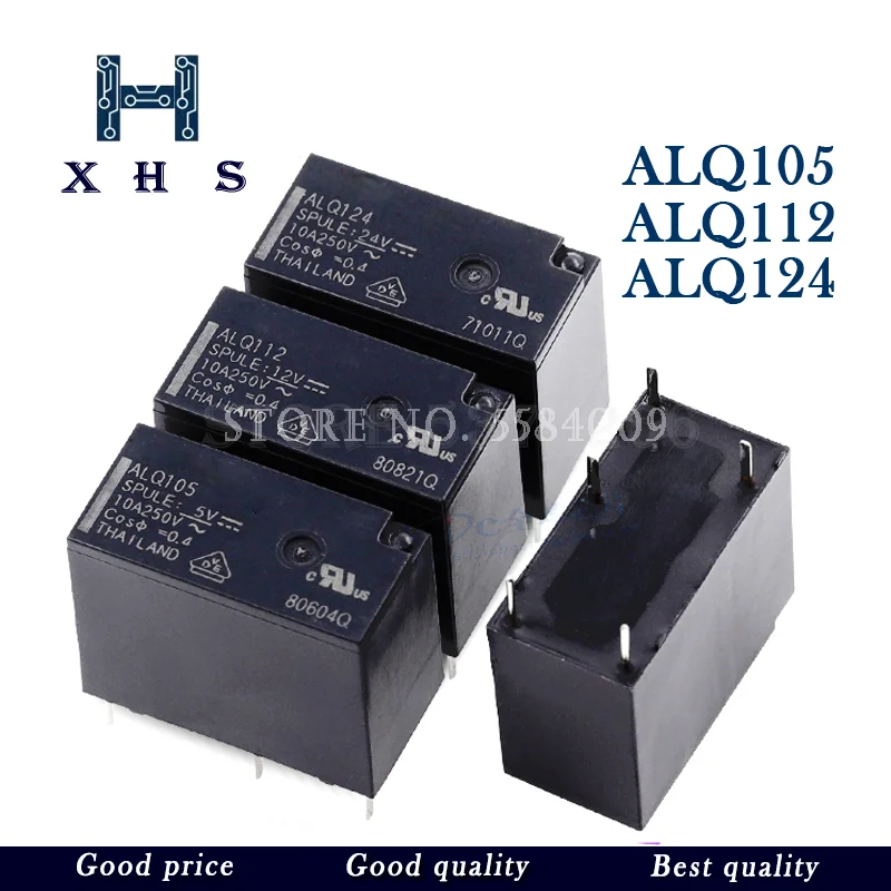 

5 шт. реле ALQ105 ALQ112 ALQ124 JQ1P-5V-F JQ1P-12V-F JQ1P-24V-F 10A 5-контактное реле