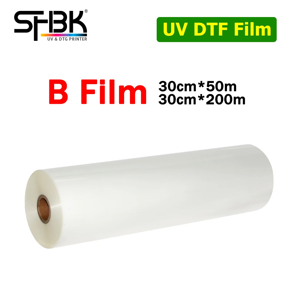 30CM x 50M x 200M Magic UV DTF Film B trasferimento su vetro custodia per telefono in metallo ceramico per superficie irregolare stampante UV DTF