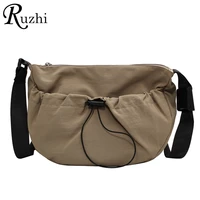 light weight 2021 new womens bags solid travel simple nylon shoulder bag crossbody casual side bag for girls drawstring daily