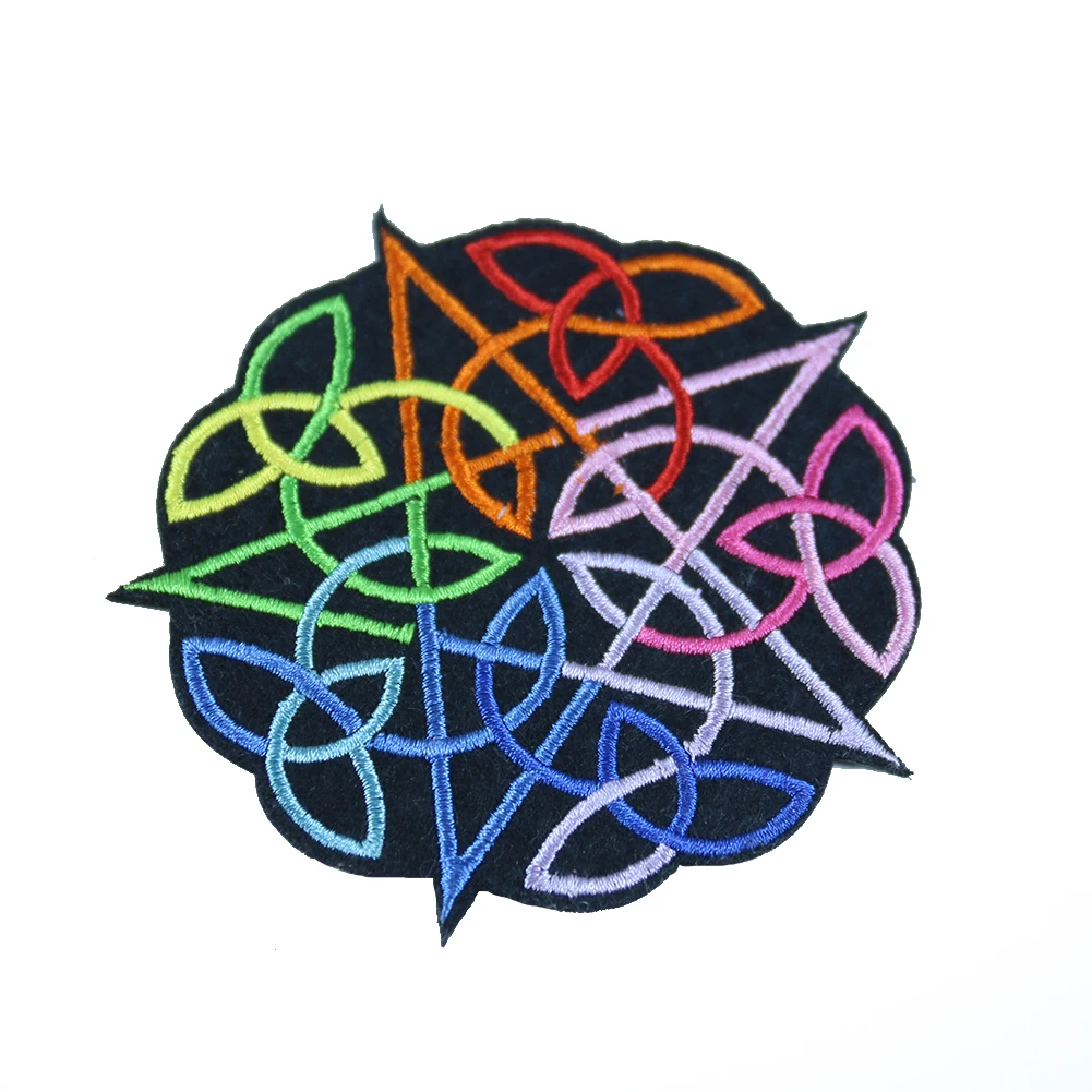 Кельтский стиль Пентакль патч высокое качество вышивка патчи для одежды железо