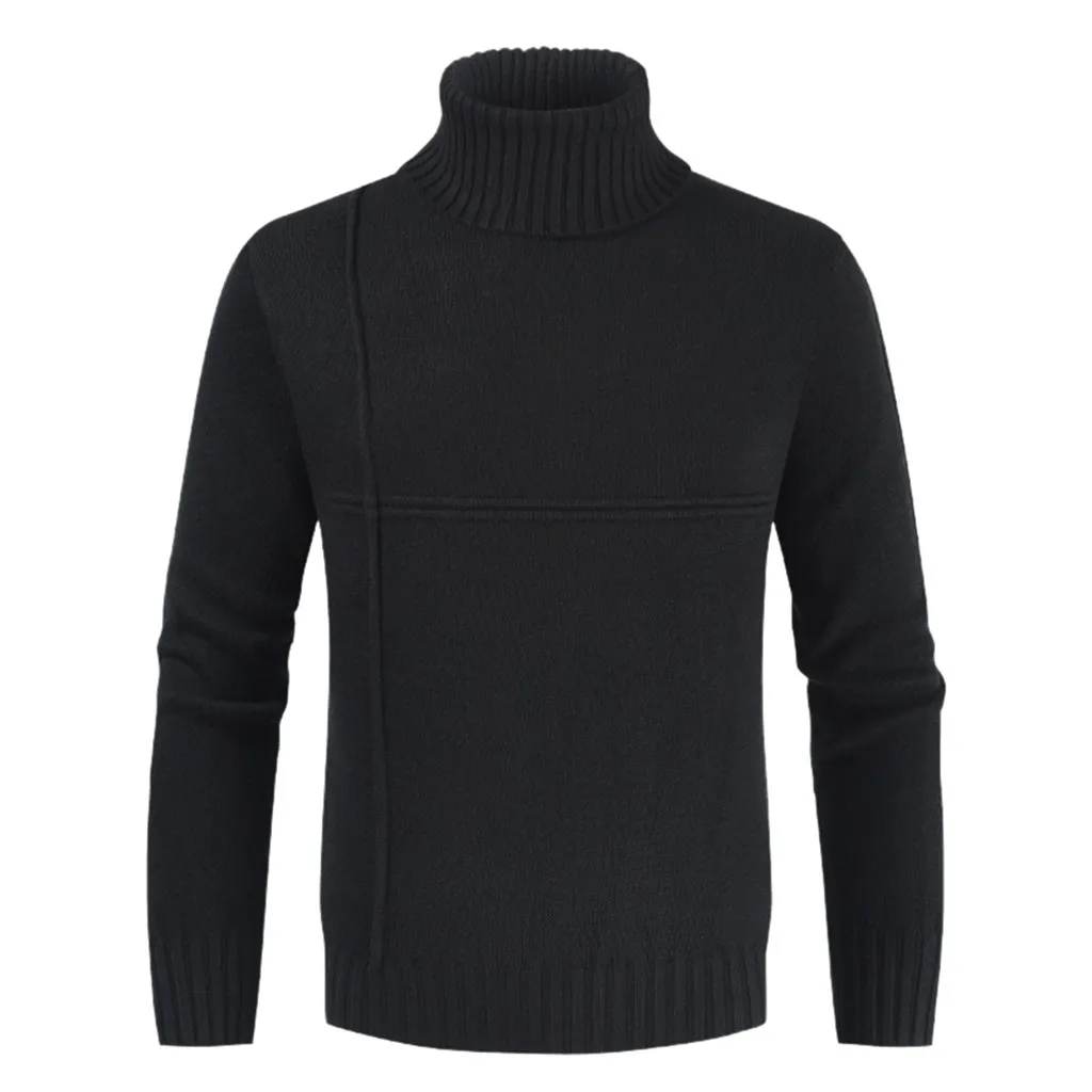 Мужская осенне зимняя повседневная однотонная Водолазка с длинным рукавом