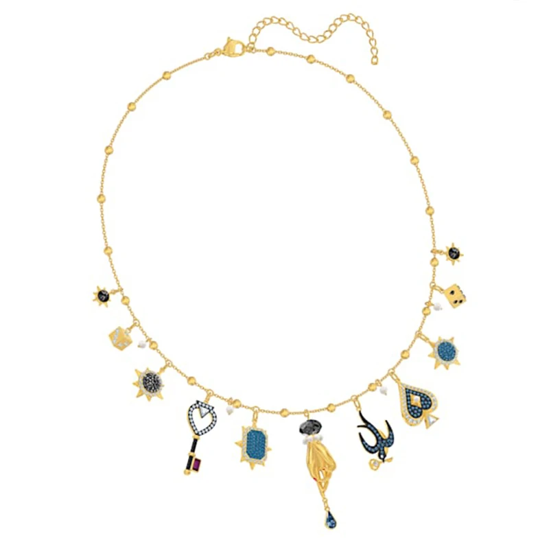 

Fashion Jewelry SWA New TAROT MAGIC Lucky Element Symbol Necklace Colored Bird Key Decoratiop Spades Crystal Ladies Necklace