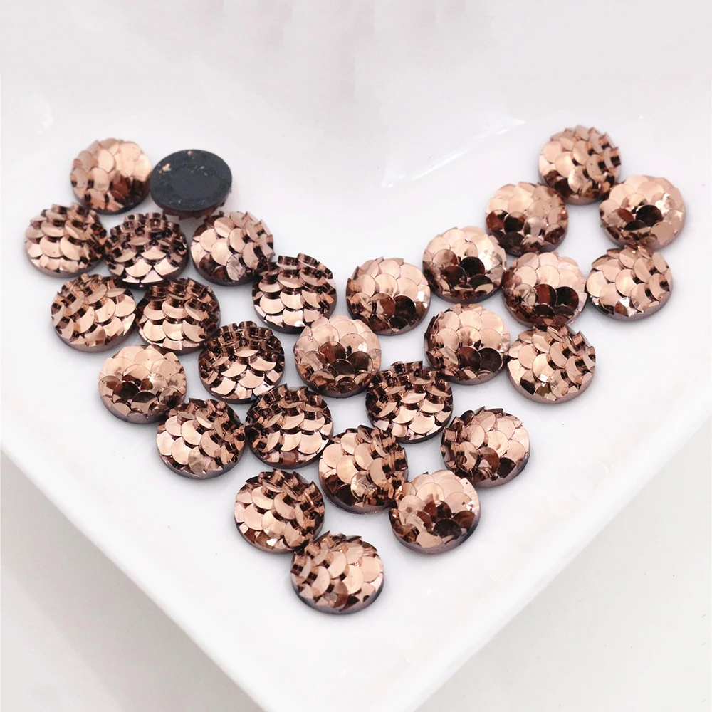 Новая мода 40 шт./лот 8 мм смешанные цвета рыбья чешуя стиль плоская задняя Смола