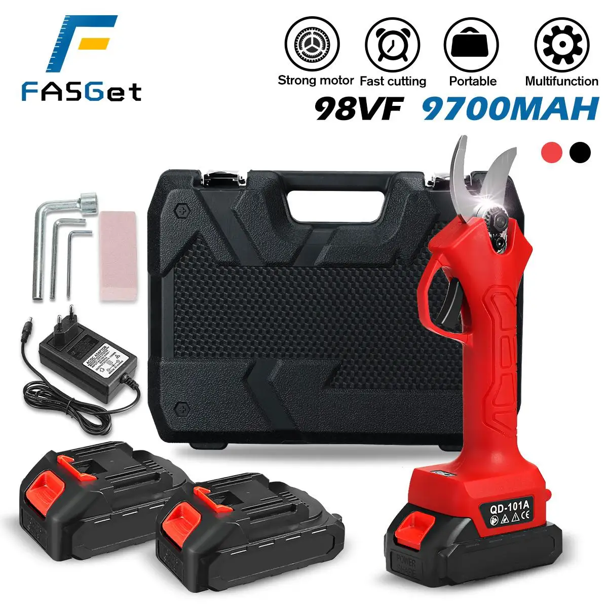 

98VF Electric Cordless Pruner Pruning Shear with 9700mAh Lithium-ion Battery Efficient Fruit Tree Bonsai Pruning Cutter EU Plug
