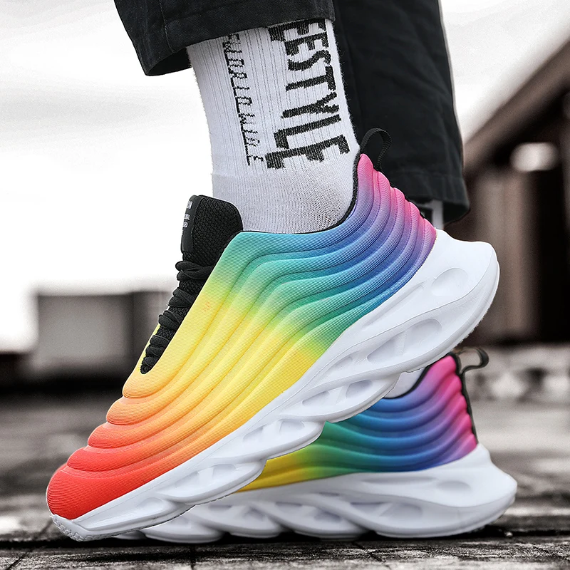 

2021 New Fashion Colorful Men's Sports Shoes Comfortable Blade Wear-Resistant Soles Men's Sports Shoes