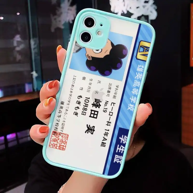 

My Hero Academia Midoriya Phone Case For iPhone 12 11 Mini Pro XR XS Max 7 8 Plus X Matte transparent blue Back Cover