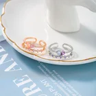 Новое поступление 2020, женские кольца с кристаллами в форме сердца, двойные, модные, милые, блестящие, регулируемые