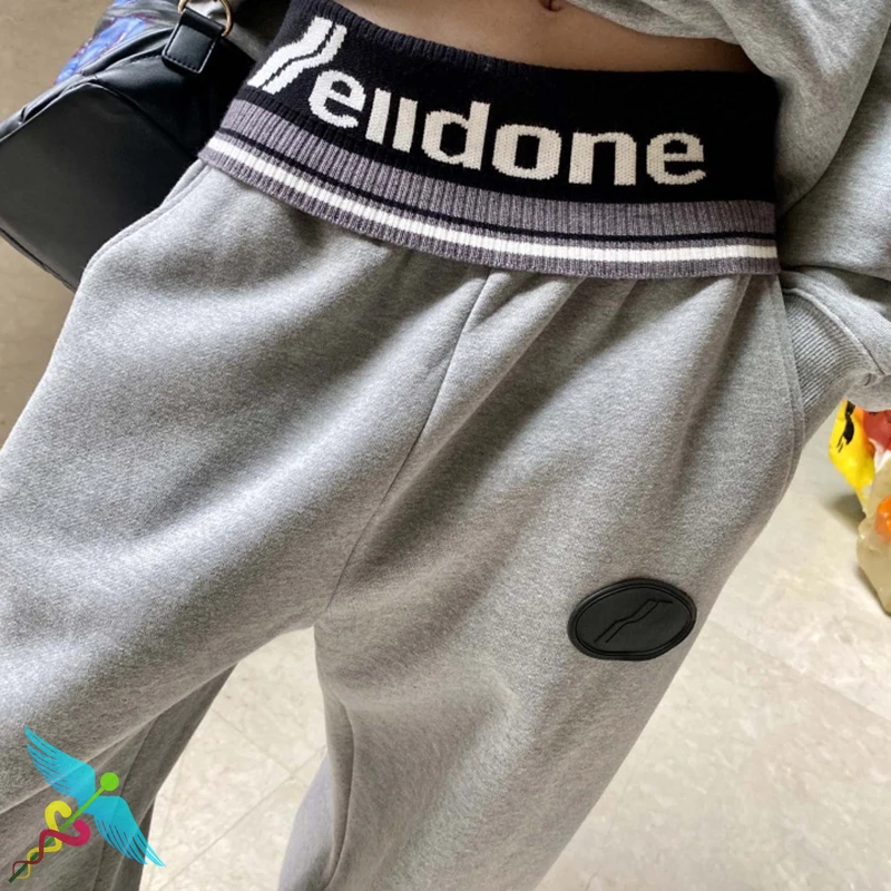 Pants WELLDONE Sweat Women Fashion High-waisted Thread Letter Printed Plus Velvet Warm Casual Pant Sweatpants Baggy