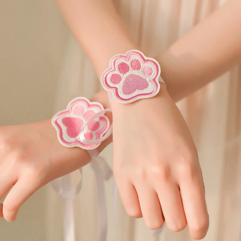 

Kawaii Cat Hollow Out Embroidery See Through Women Babydoll Nightdress Cute Kitty Cosplay Backless Dress With Cat Ear Tail