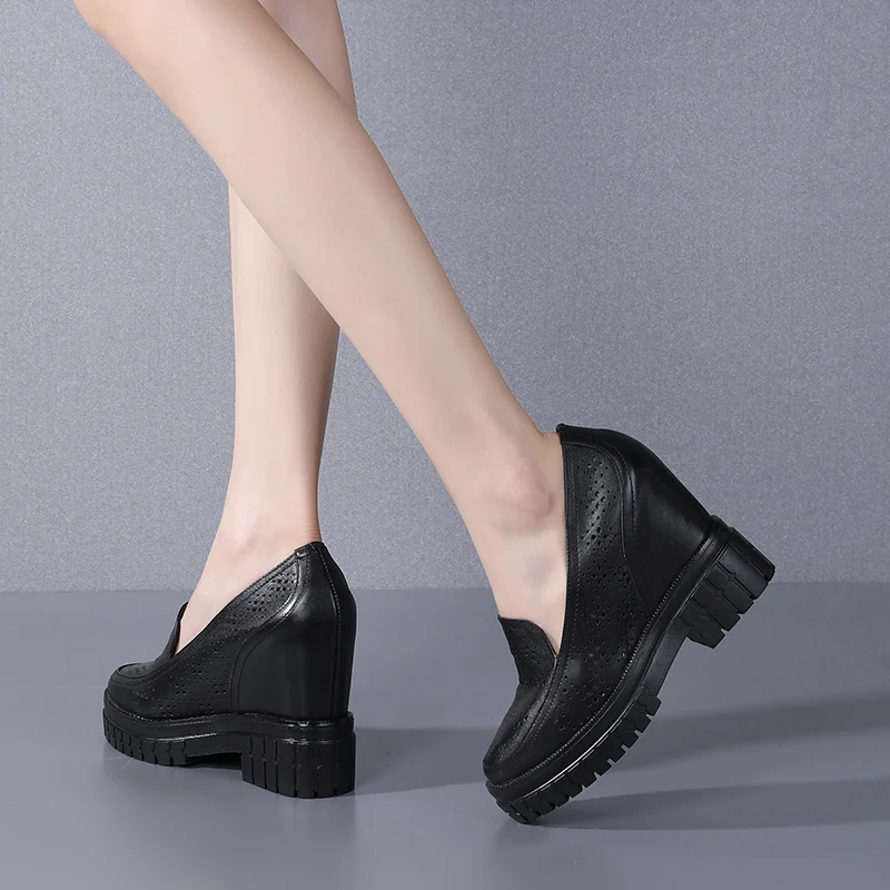 

EGONERY Women summer New Style Leisure working Shoes Round Toe Solid color Comfortable Concise ventilation hollow