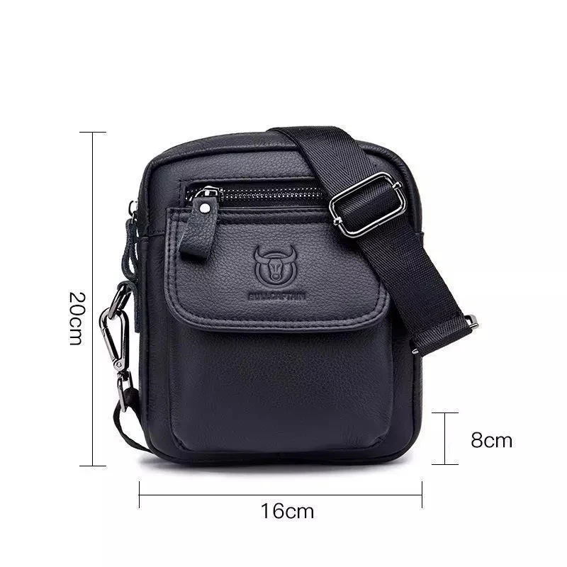 

Casual Men's Shoulder Bag Leather Zipper Sling Crossbody Bags High Quality Genuine Cowhide Handbag Business Male Messenger Bag