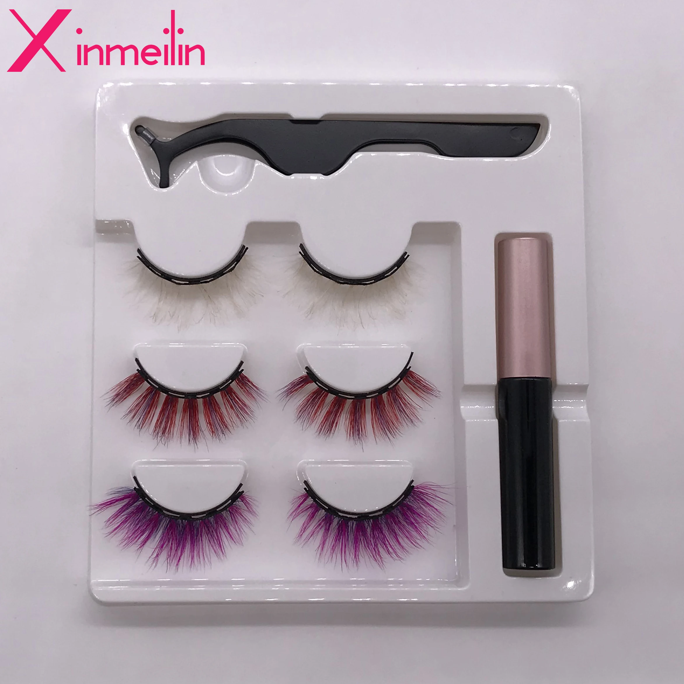 3 пары 3D роскошный норковый цвет магнит накладные ресницы многоцветные на выбор