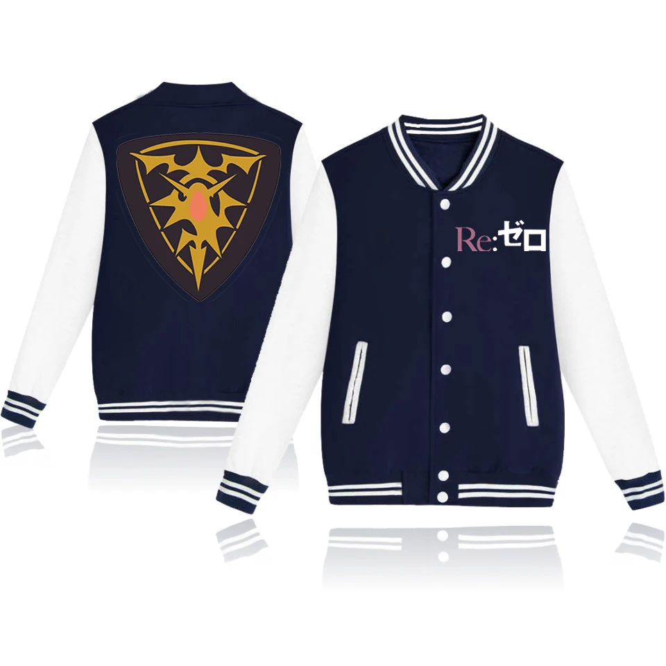 

New Trendy Fashion Re Zero Kara Hajimeru Isekai Seikatsu Printing Baseball Uniform Couple Harajuku Loose Street Jacket for Women
