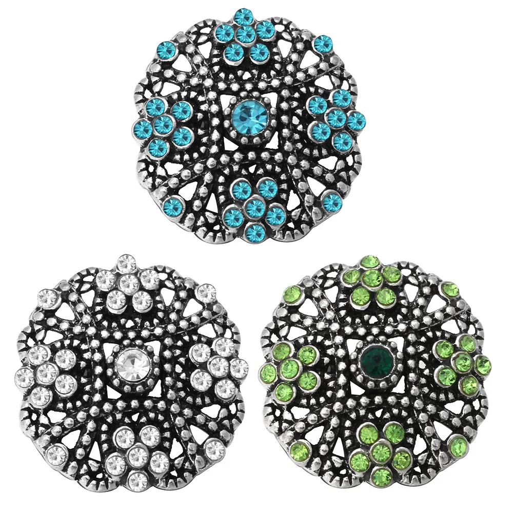 6pcs/lot DIY Crystal Metal Snap Buttons Jewelry MIX Three Color Fit 18mm Button Bracelet | Украшения и аксессуары