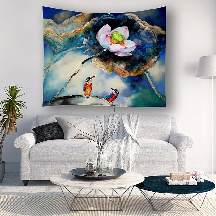 

Lotus Tapestry Flower Wall Hanging Yoga Beach Mat Room Carpet Dorm Tapestries Art Wall Cloth Tapestries150x130cm / 150x100cm