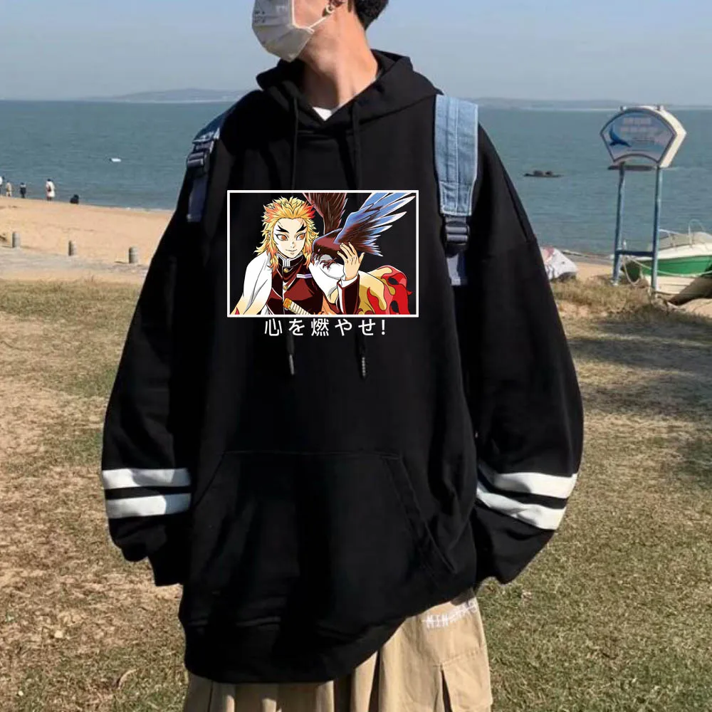 

Anime Hoodie Oversize Demon Slayer Pullovers Tops Loose Fit Unisex