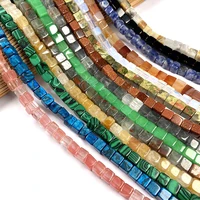 natural stone square shape beaded gemstones loose spacer beads for jewelry making diy bracelet necklace accessories size 6x6mm