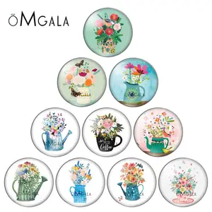 Цветной цветочный узор, художественное изображение, 12 мм15 мм16 мм18 мм20 мм25 мм, стеклянный кабошон, демонстрационная фурнитура для изготовления фото с плоской задней поверхностью