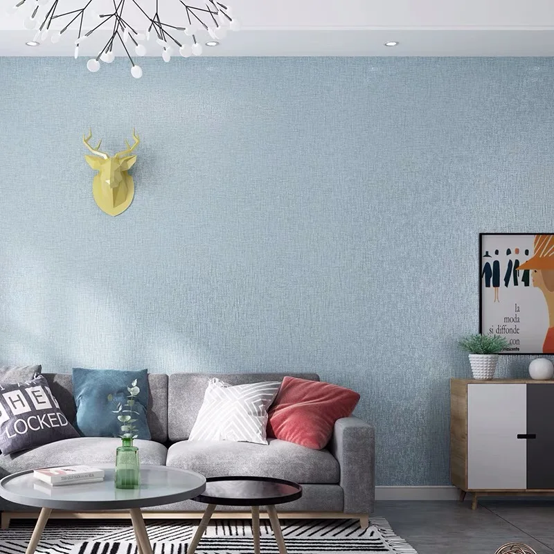 Обои из нетканого полотна однотонные для спальни гостиной в скандинавском стиле