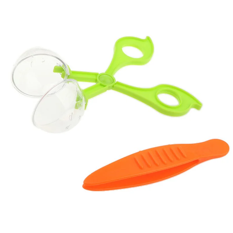 Kit de juguete de exploraci&oacute;n de naturaleza para ni&ntilde;os, herramienta de estudio de plantas e insectos, tijeras de pl&aacute;stico, pinzas de sujeci&oacute;n, cabeza redonda, Tijera con pinzas-2