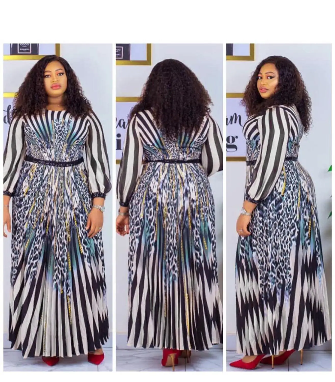 

African Design Dashiki Dress Print Pleated Hijab Abaya Bandage Bazin Vintage Vestido Robe Gowns Africa Clothes Sexy Lady Party