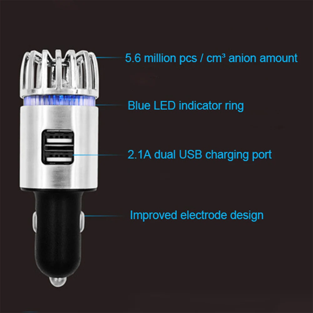 Стерилизация автомобильный очиститель воздуха 5V 2A двойной USB прикуриватель