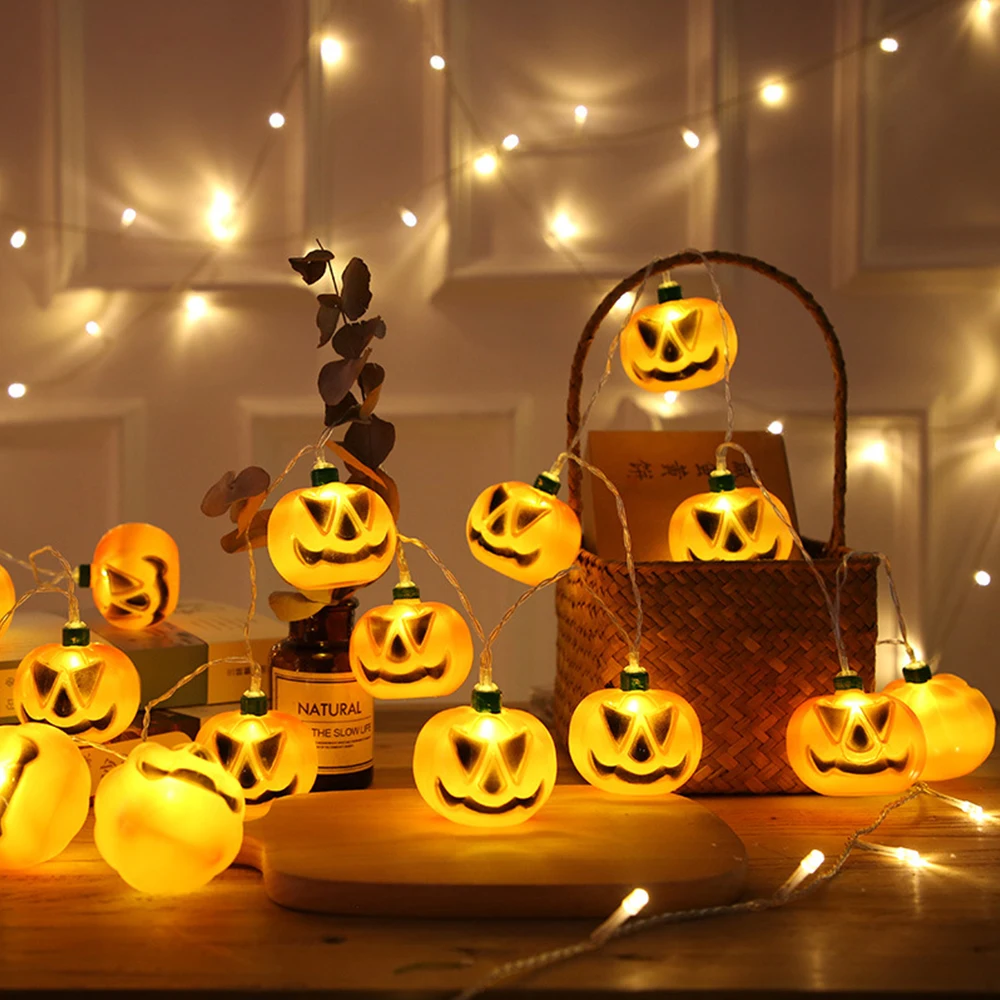 

10/20 LED Halloween Pumpkin Skull String Lights Halloween 3D Pumpkin Lights for Halloween Thanksgiving Fall Decoration Light
