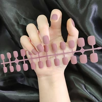 flesh color short level matte fake nail 24pcsset women false nails simple soild creative design artificial tip with jelly gum