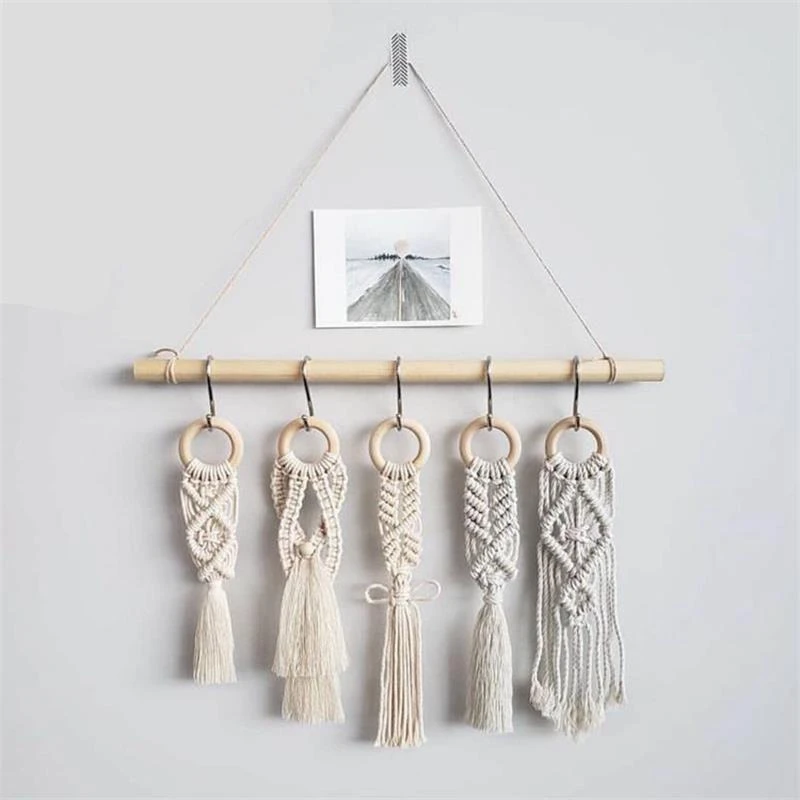 Натуральные зубцы из древесины бусины деревянное кольцо Stic Dreamcatcherk Дети Diy Деревянный аксессуар для изготовления ювелирных изделий макраме аксессуары