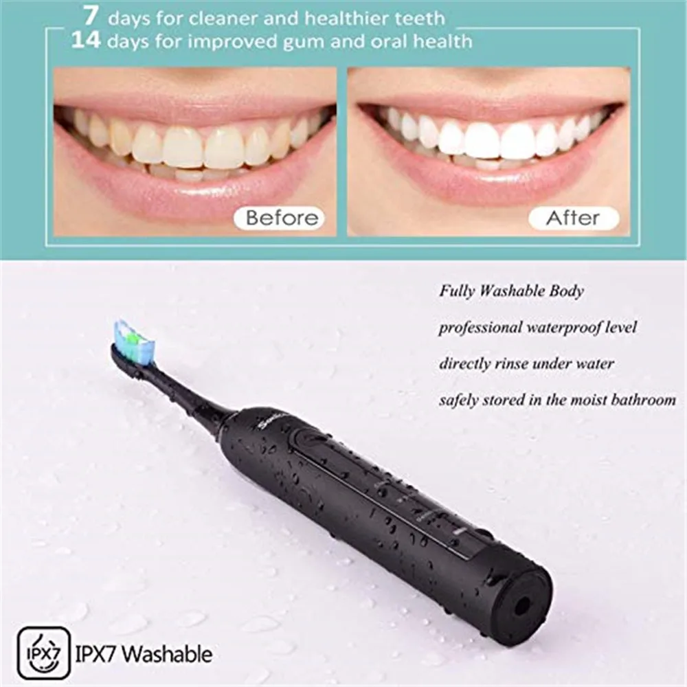 Sonic ool 051B ультра звуковая электрическая зубная щетка USB перезаряжаемая зубная щетка с 4 шт. DuPont Сменные зубные головки
