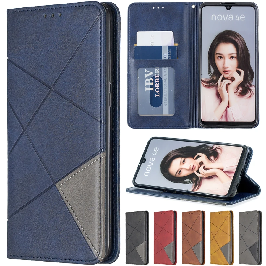 Custodia a portafoglio in pelle con diamante magnetico scuro per Huawei P50 Pro P40 Lite P30/P20 Lite/Pro P Smart 2021 Mate 30 Lite Y5P Y6P Y7P Y7A