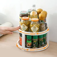 2 layers rotatable spice rack kitchen storage rack spice organizer oil salt seasoning bottles holder shelves kitchen accessories